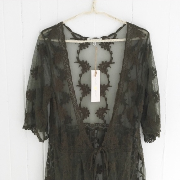 NWT Woven Heart Lace Kimono Duster Cardigan - Picture 2 of 4